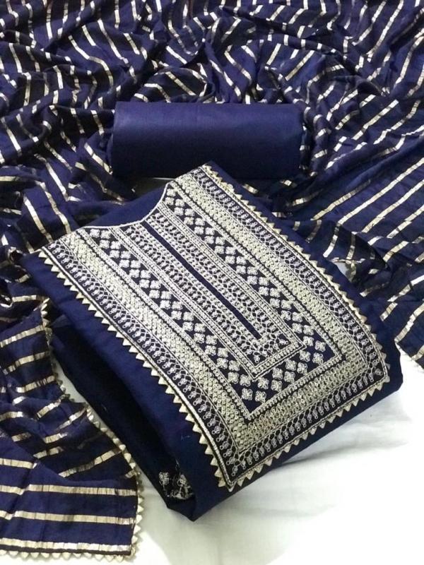 TCNX Slub Cotton 7 Designer Embroidery Dress Materials